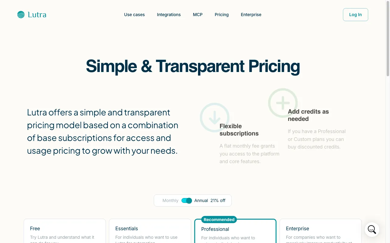 Lutra AI — pricing page