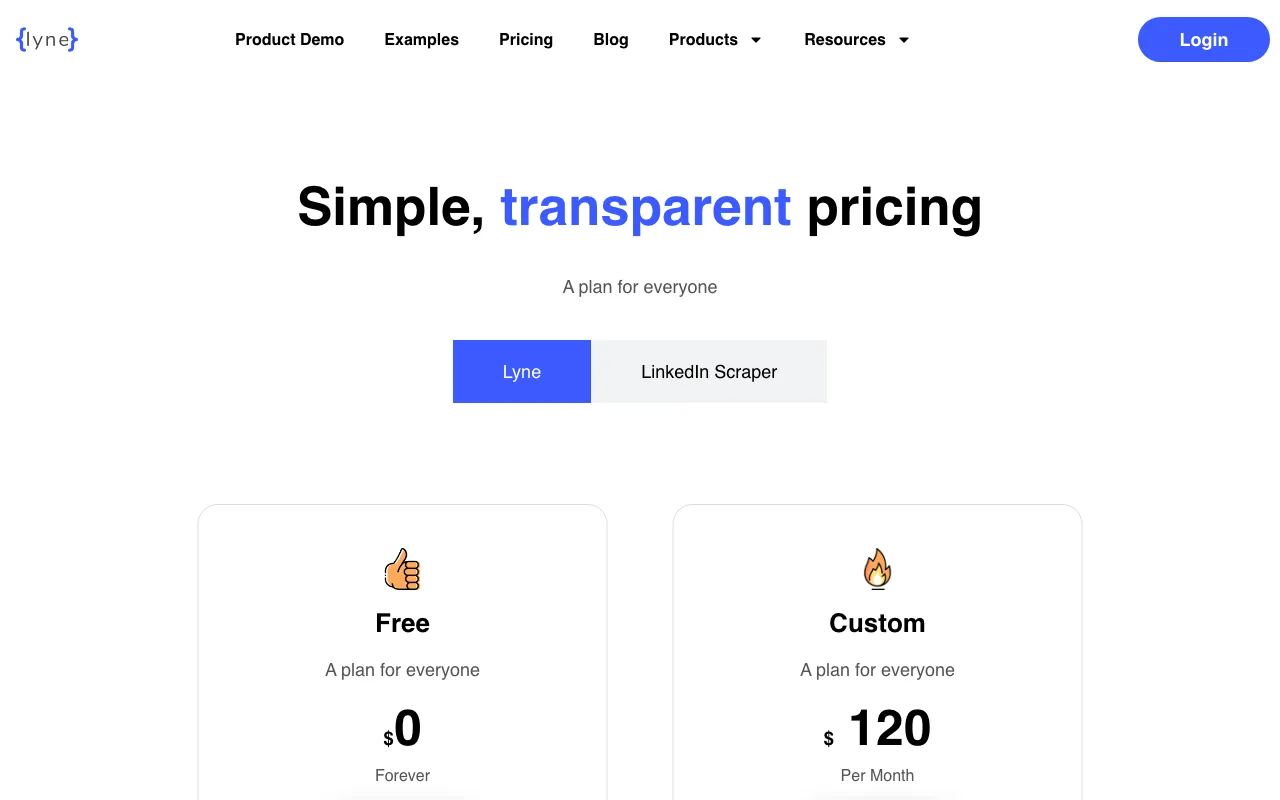 Lyne.ai — pricing page
