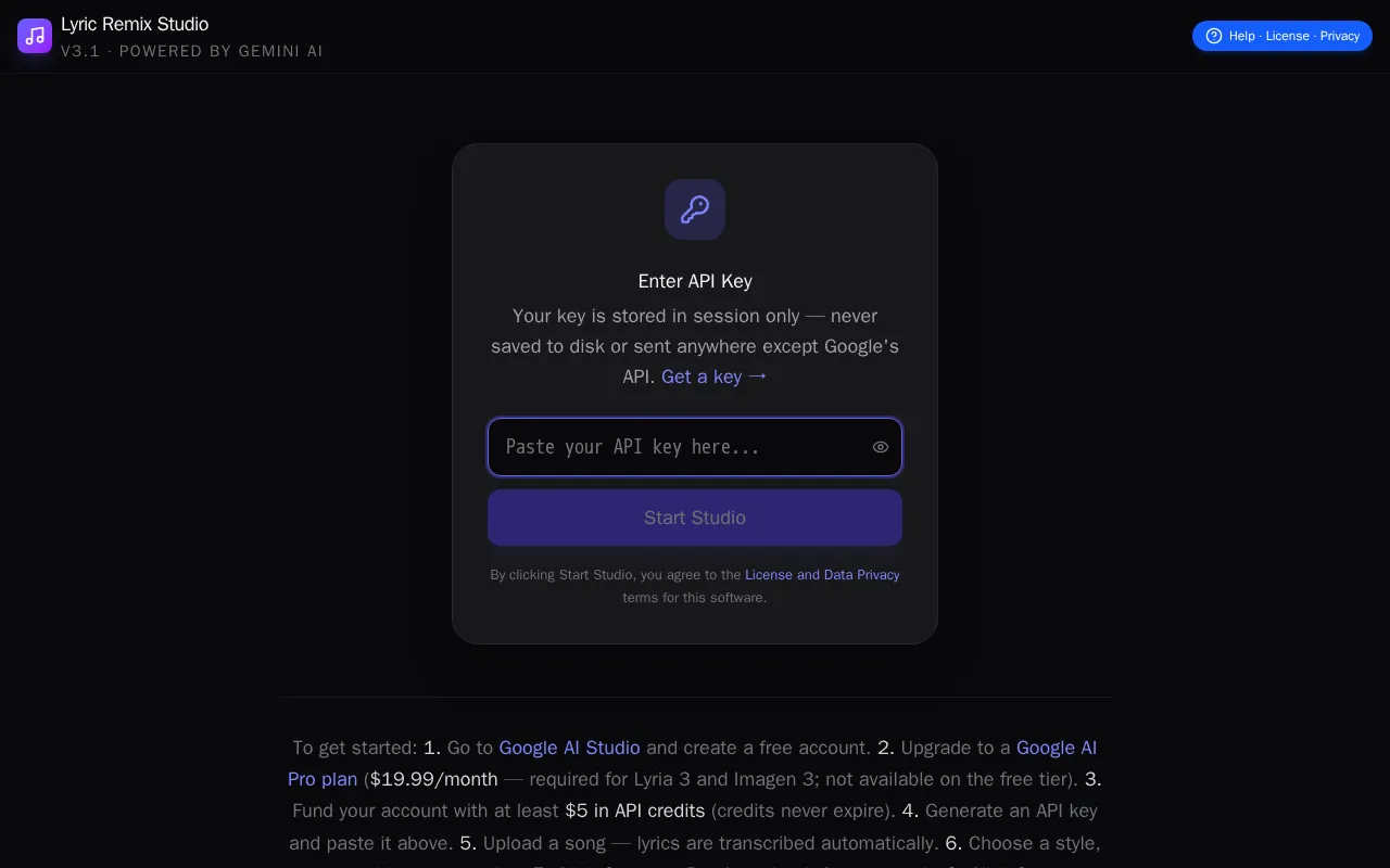 Lyric Remix Studio — preview screenshot