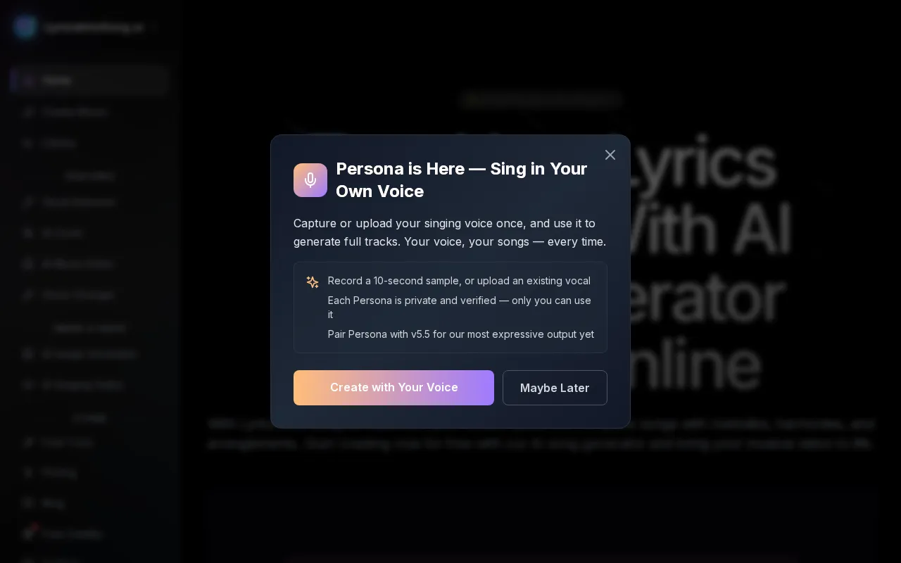 Lyrics Into Song AI — preview screenshot