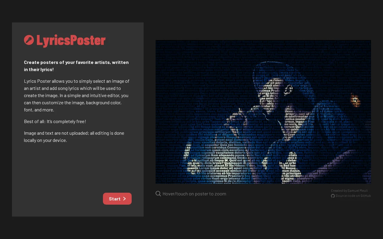 Lyrics Poster — preview screenshot
