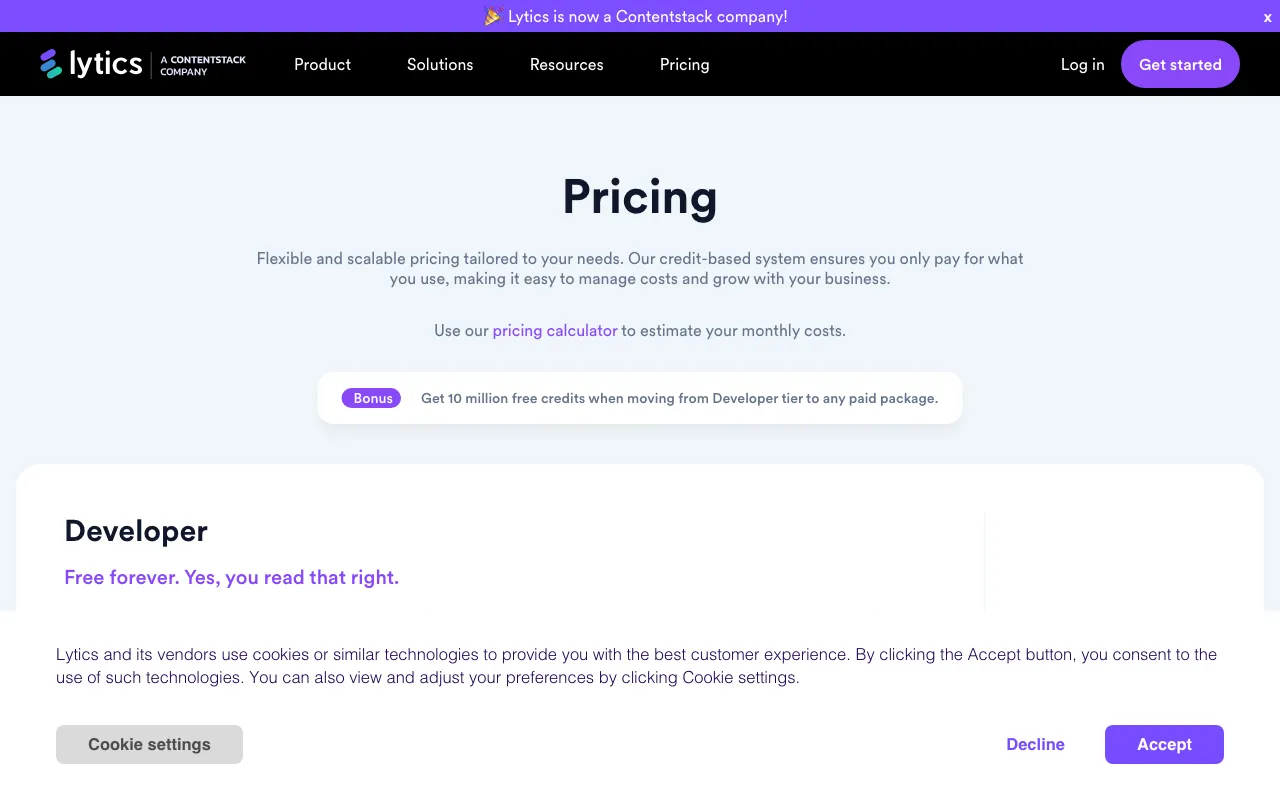 Lytics Customer Data Platform (CDP) — pricing page