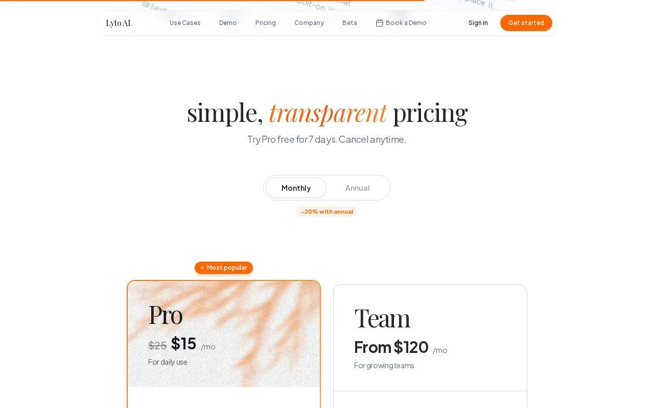Lyto — pricing page