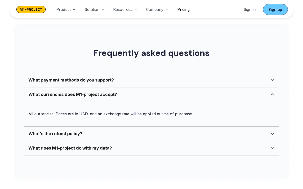 Elsa by M1-project — pricing page