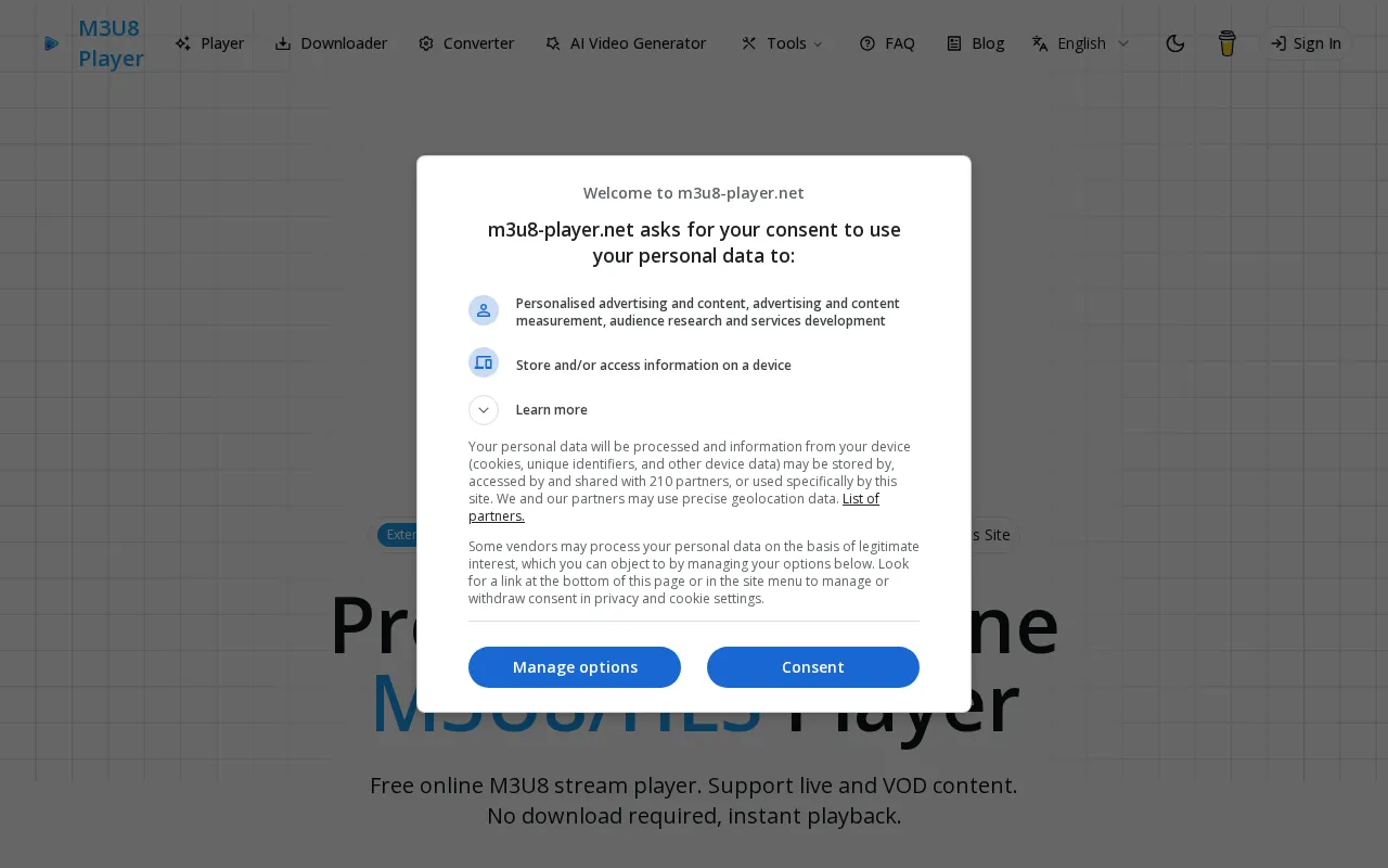 m3u8 player online — preview screenshot