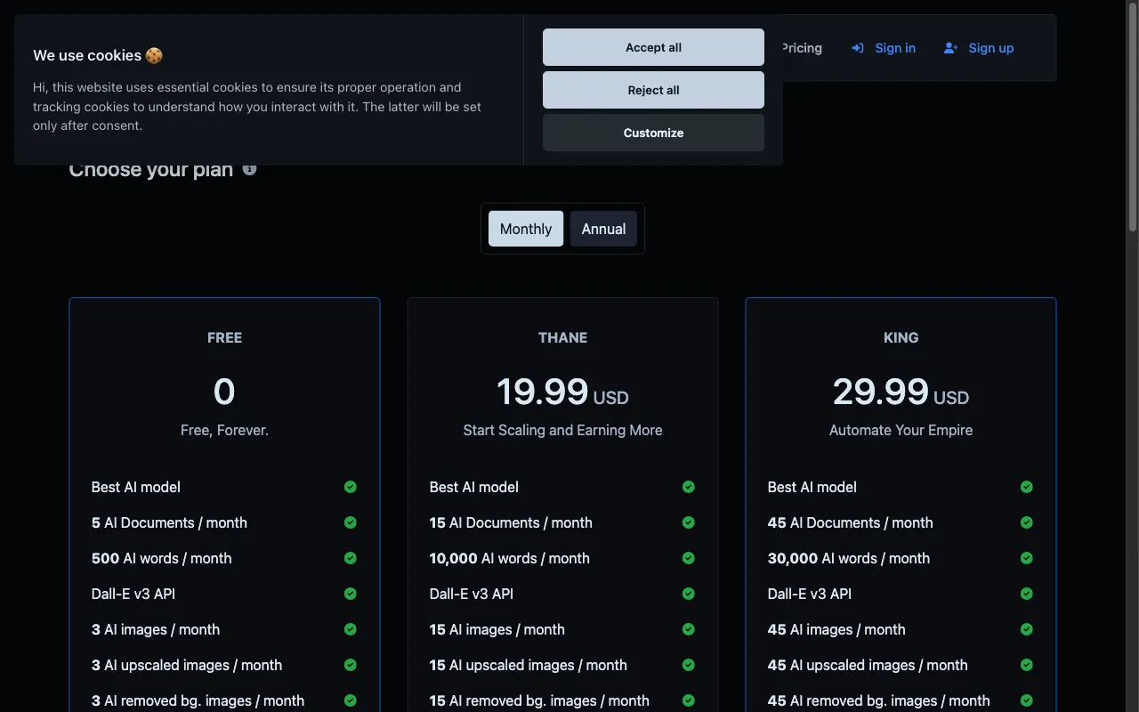 Macbeth.ai — pricing page