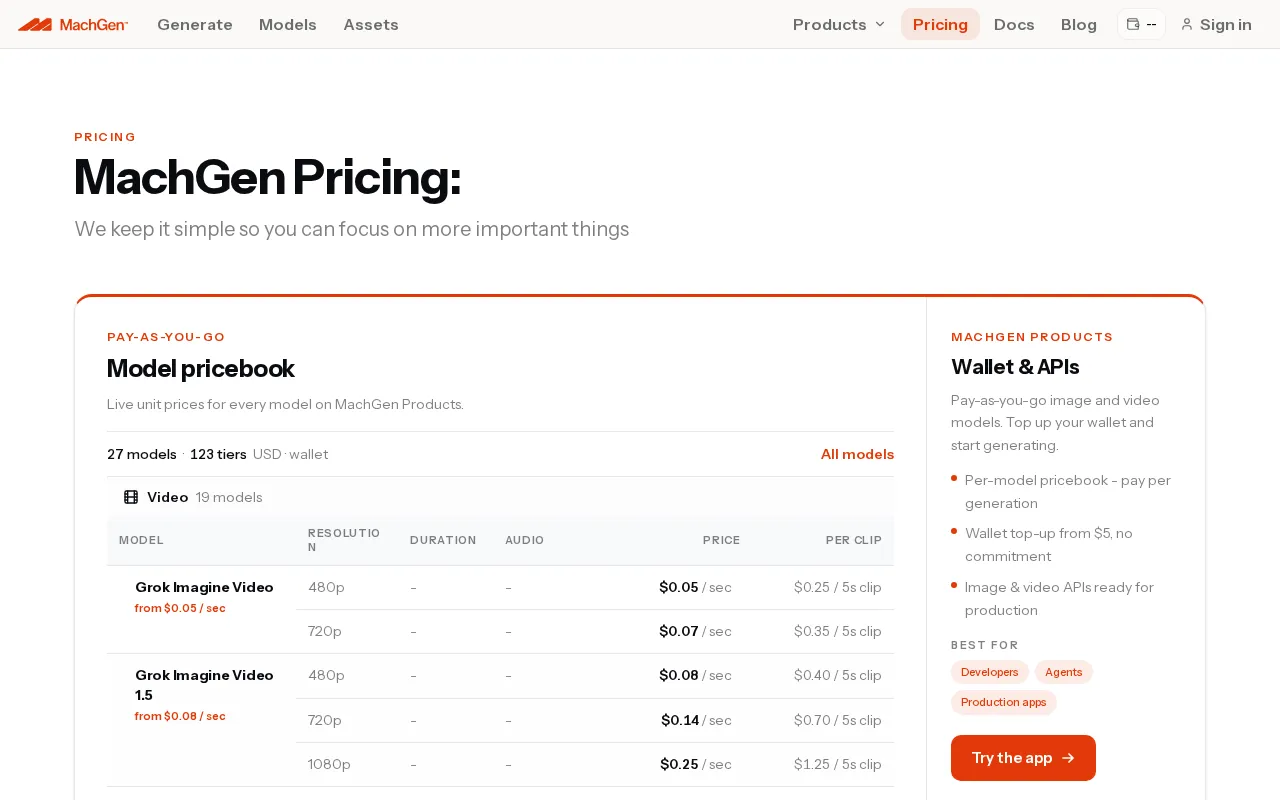 MachGen — pricing page