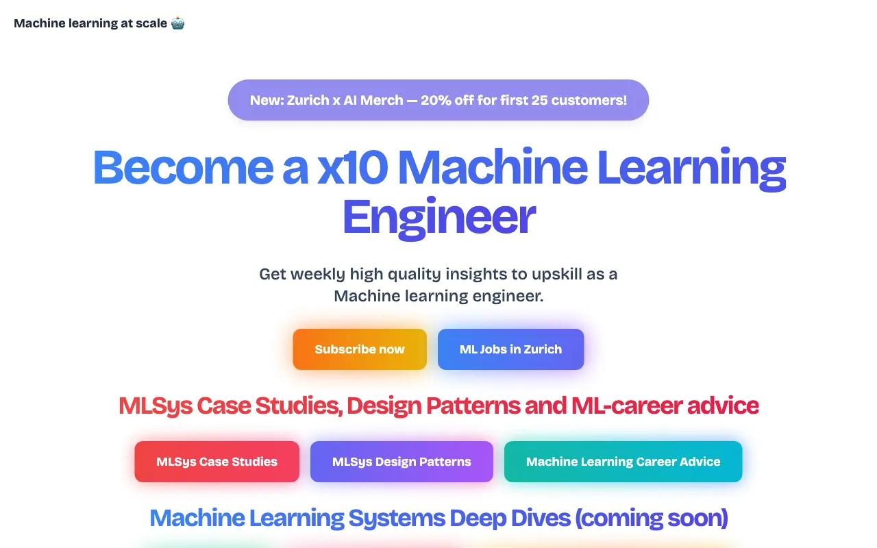 Machine learning at scale — preview screenshot