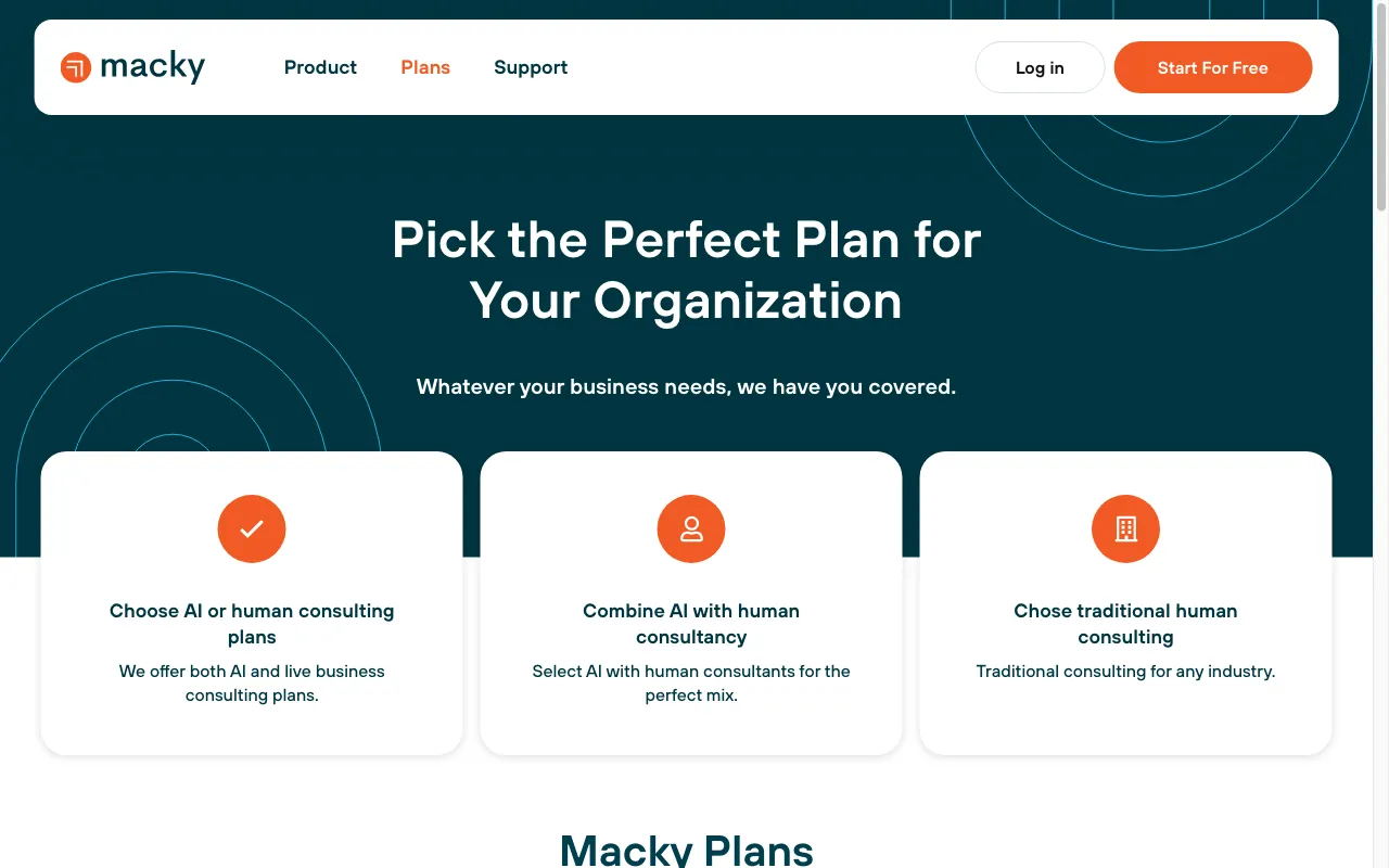 Macky — pricing page