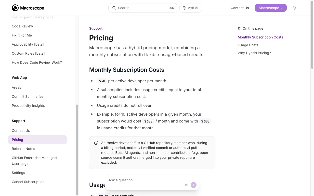 Macroscope — pricing page
