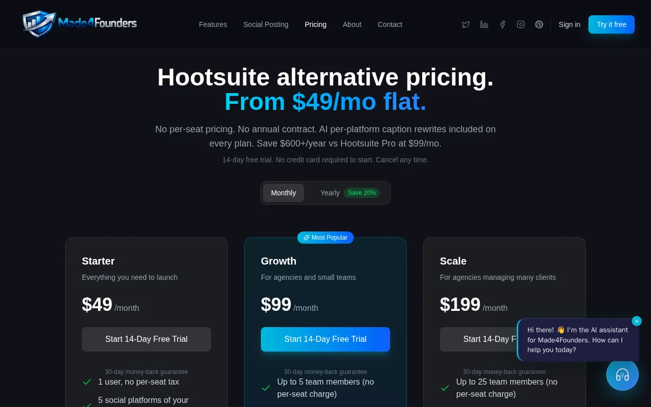 Made4Founders — pricing page