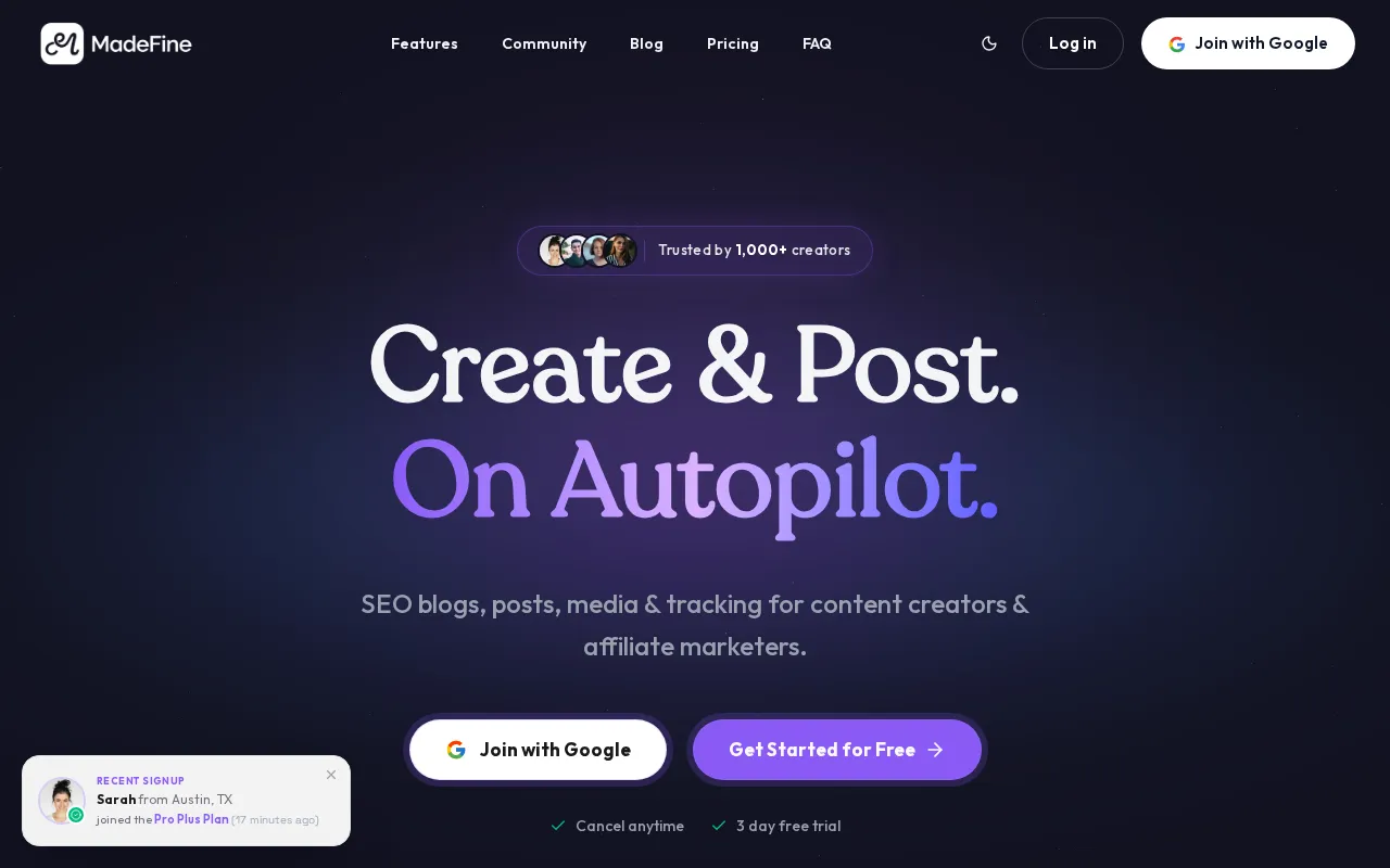 MadeFine AI — pricing page