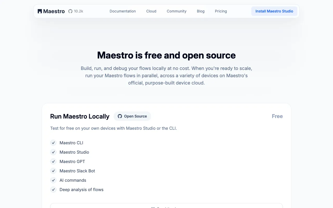 Maestro Studio Desktop Beta — pricing page
