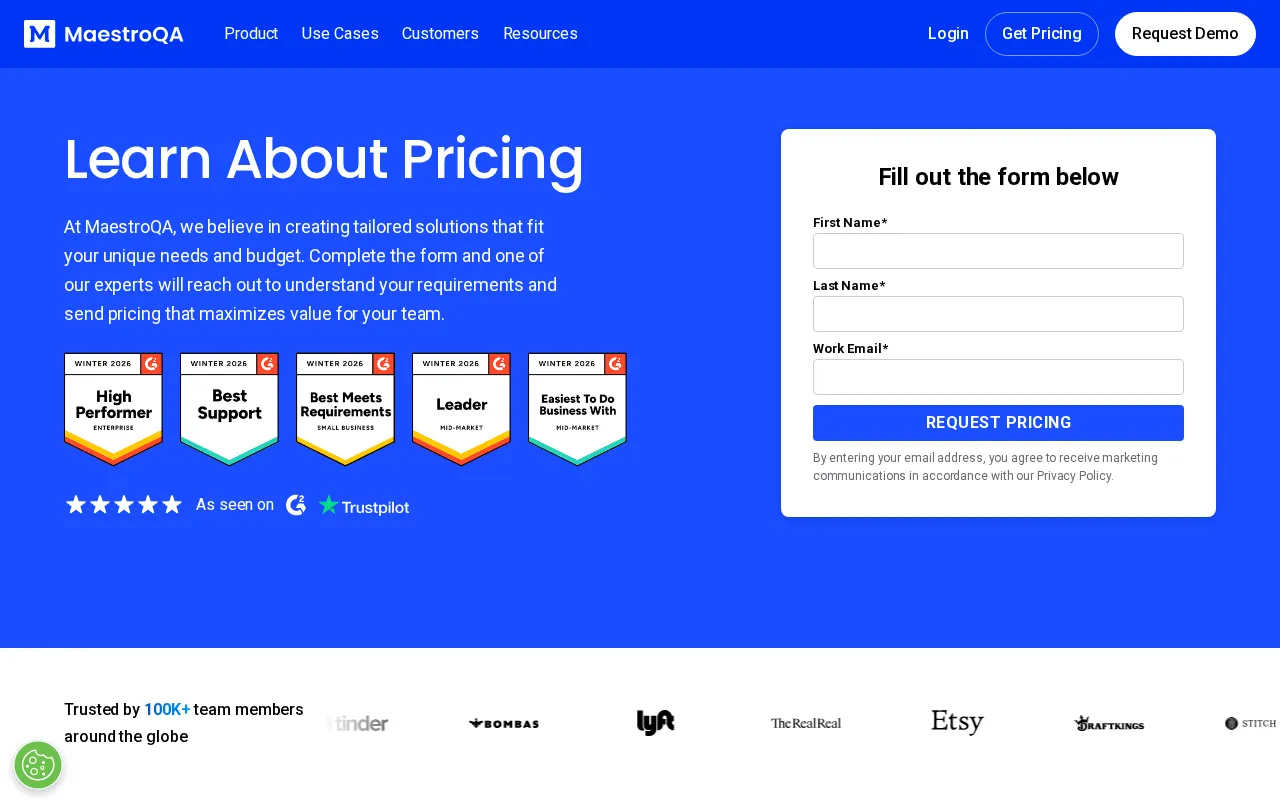 MaestroQA — pricing page