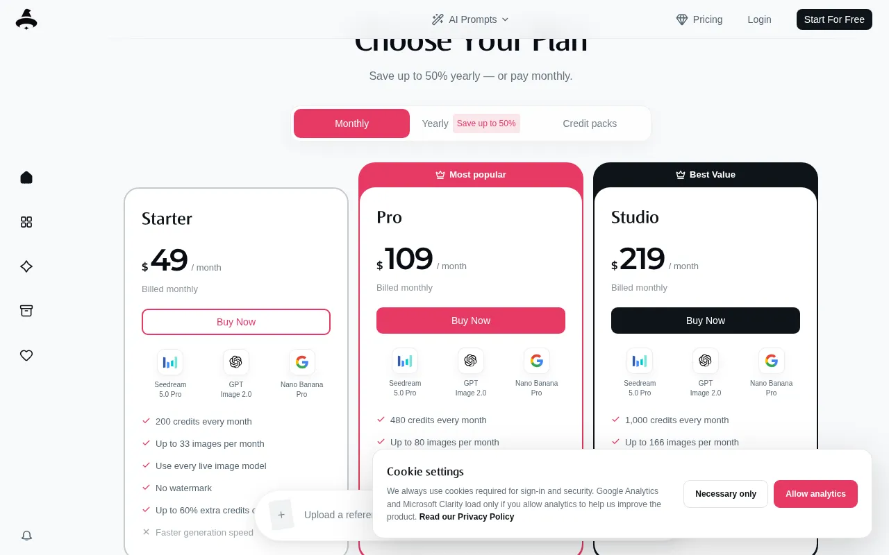 Magggic — pricing page