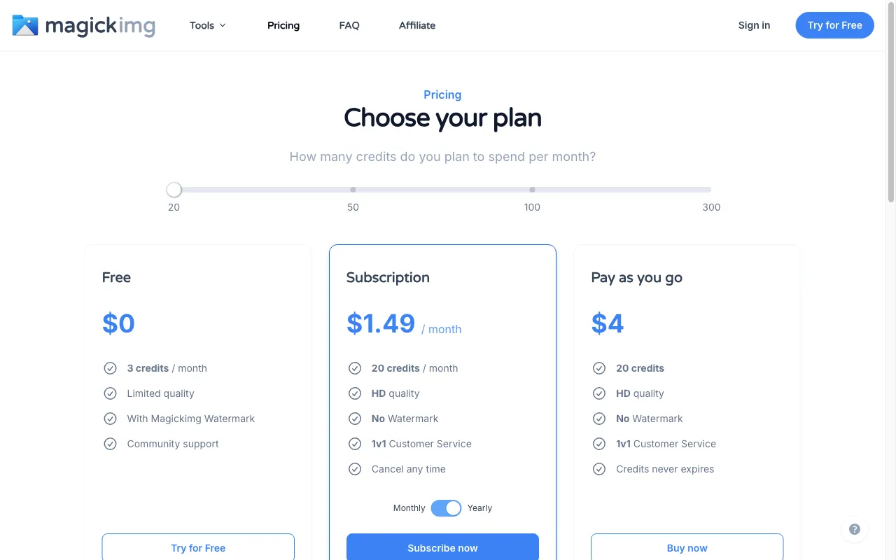 magickimg — pricing page