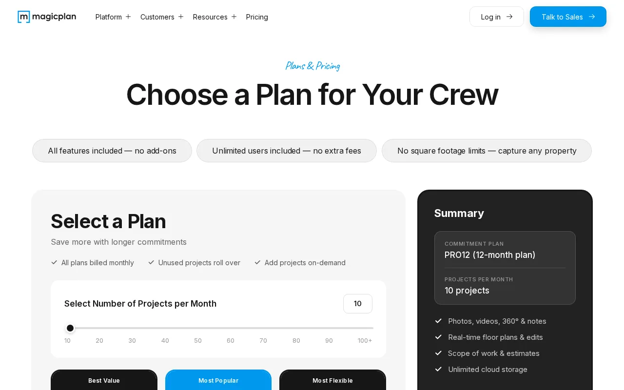 Magicplan — pricing page