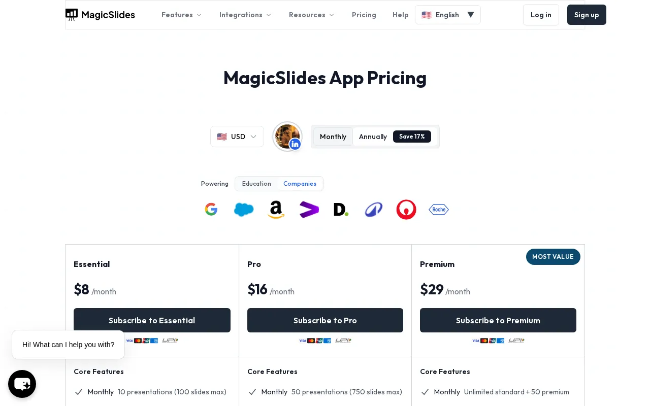MagicSlides — pricing page