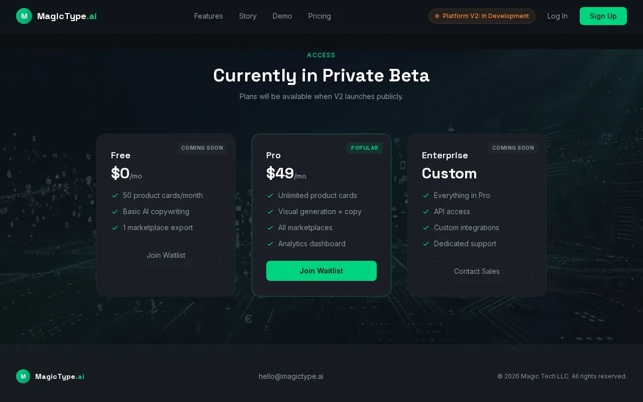 MagicType.ai — pricing page