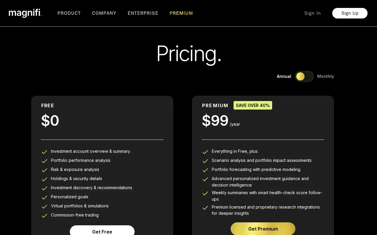 Magnifi — pricing page