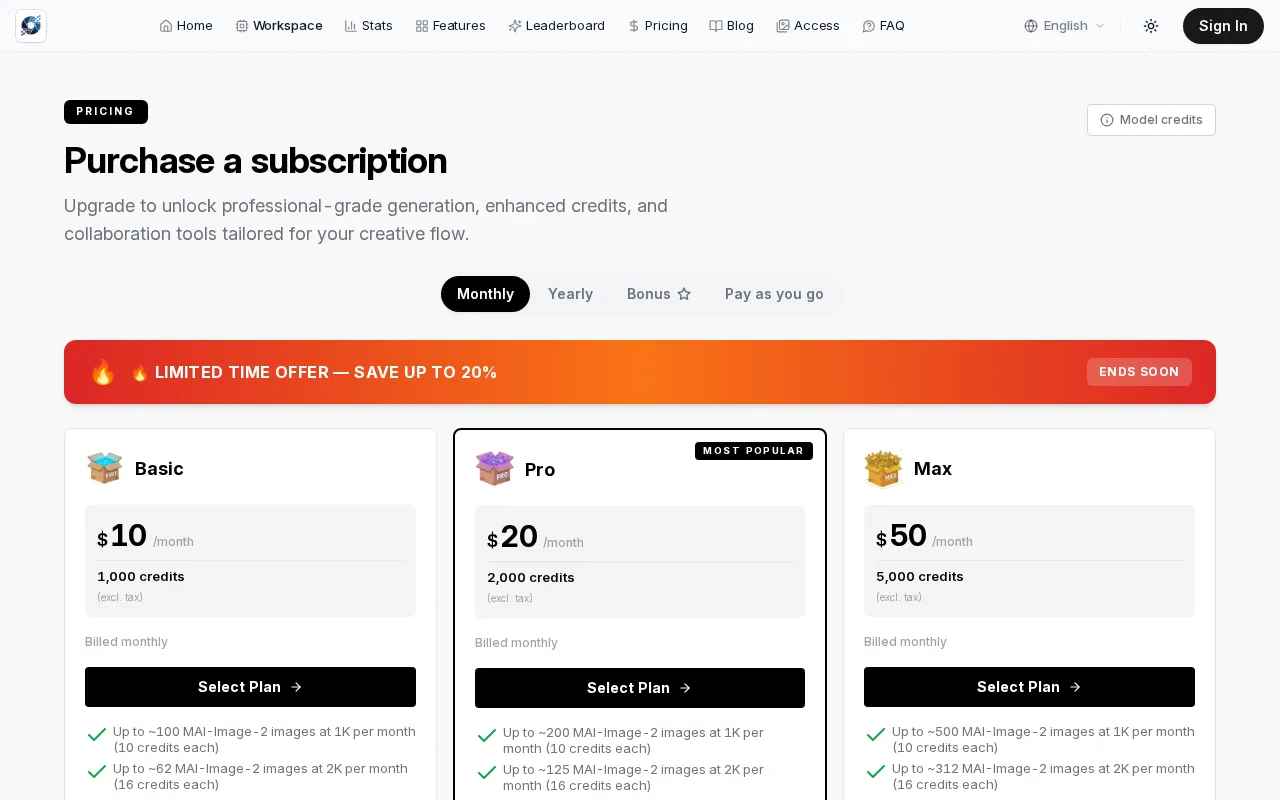 MAI-Image-2 — pricing page