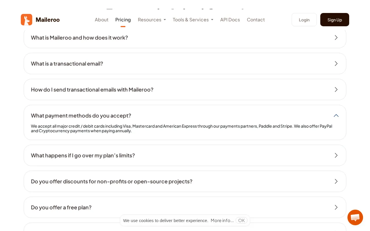 Maileroo — pricing page