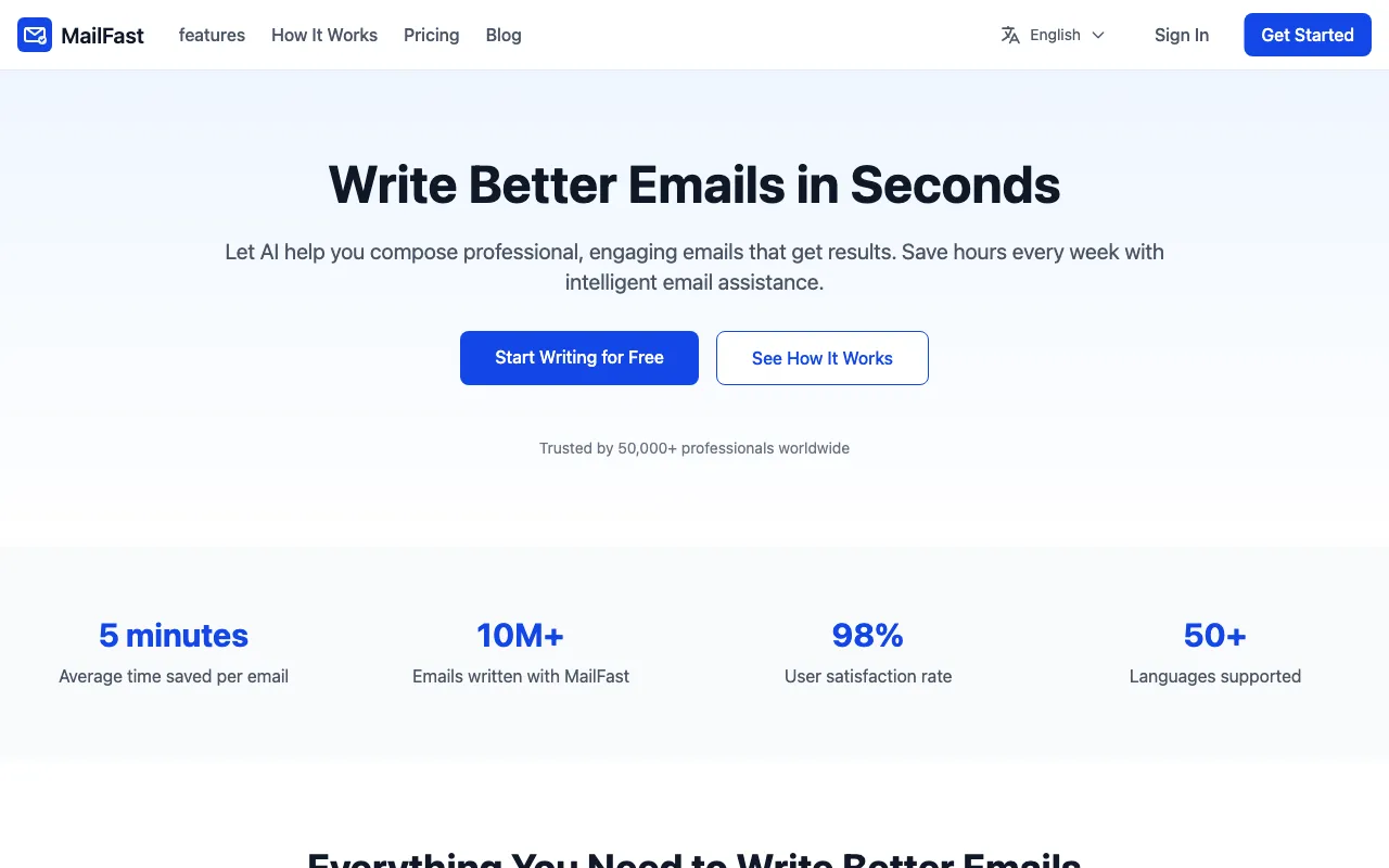 MailFast, your AI email writer — preview screenshot