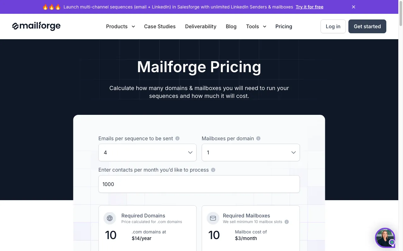 Mailforge — pricing page