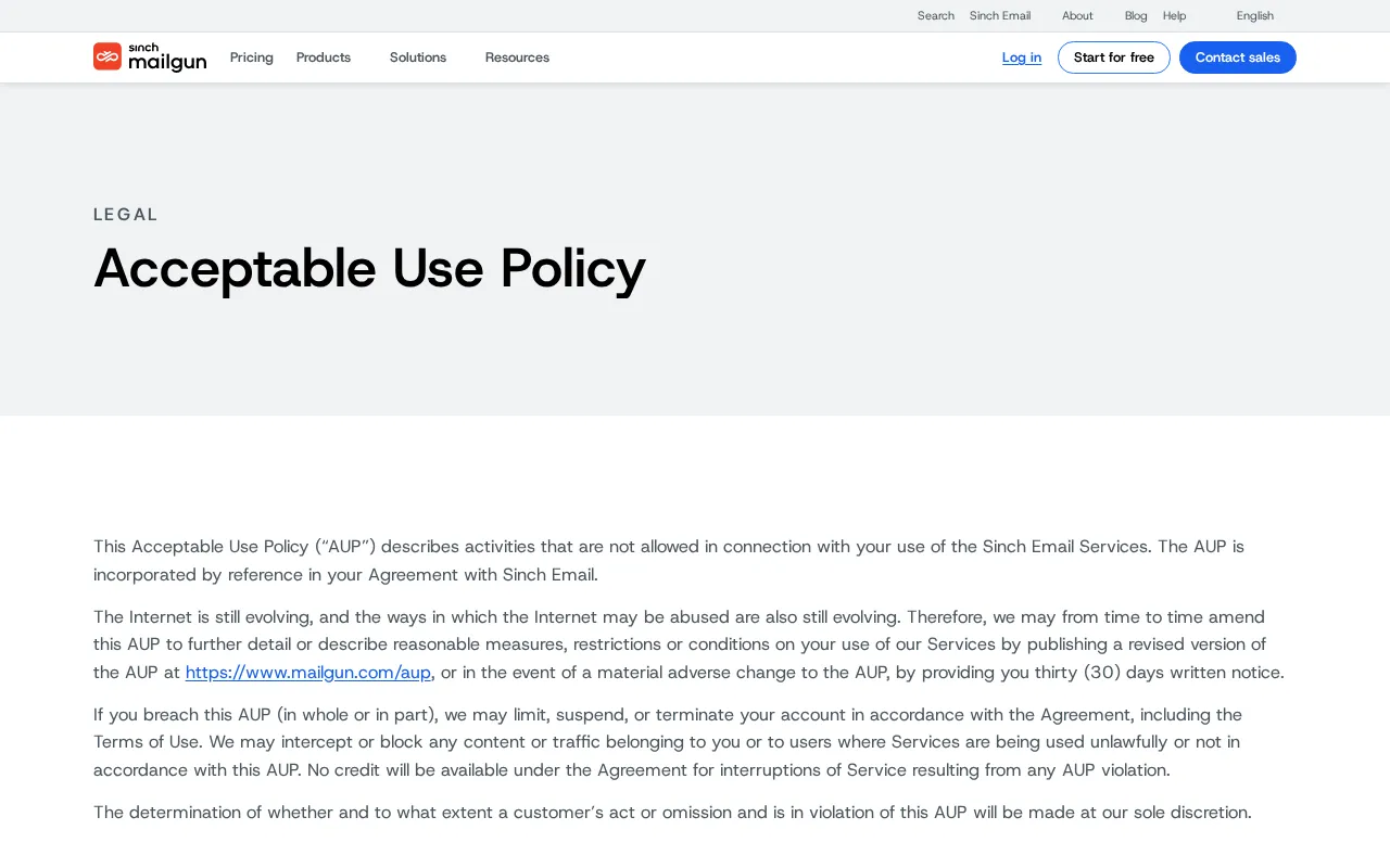 Mailgun — pricing page