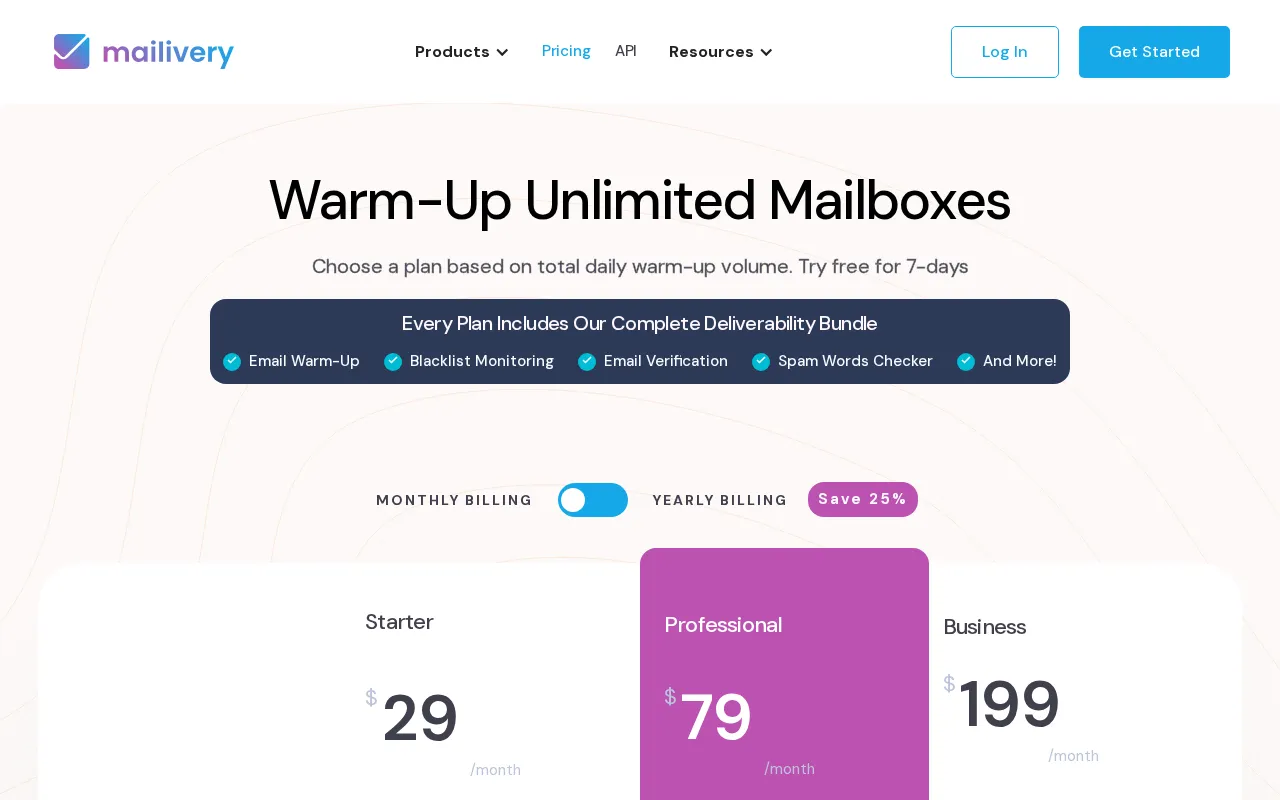 Mailivery — pricing page
