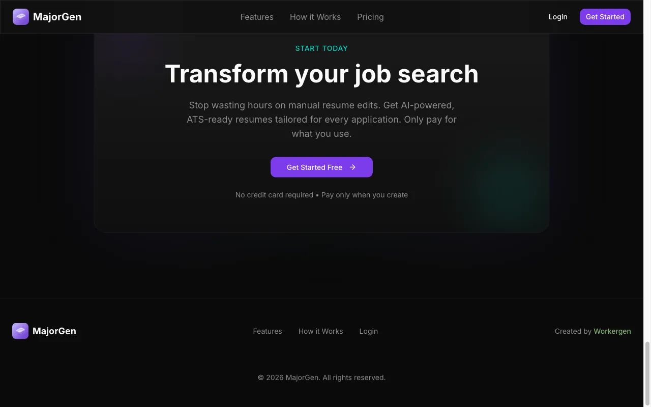 MajorGen — pricing page