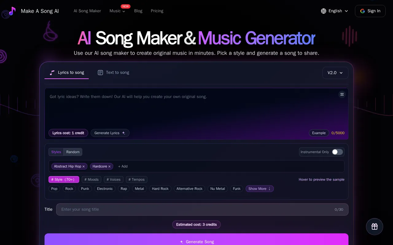 Make a Song AI — preview screenshot