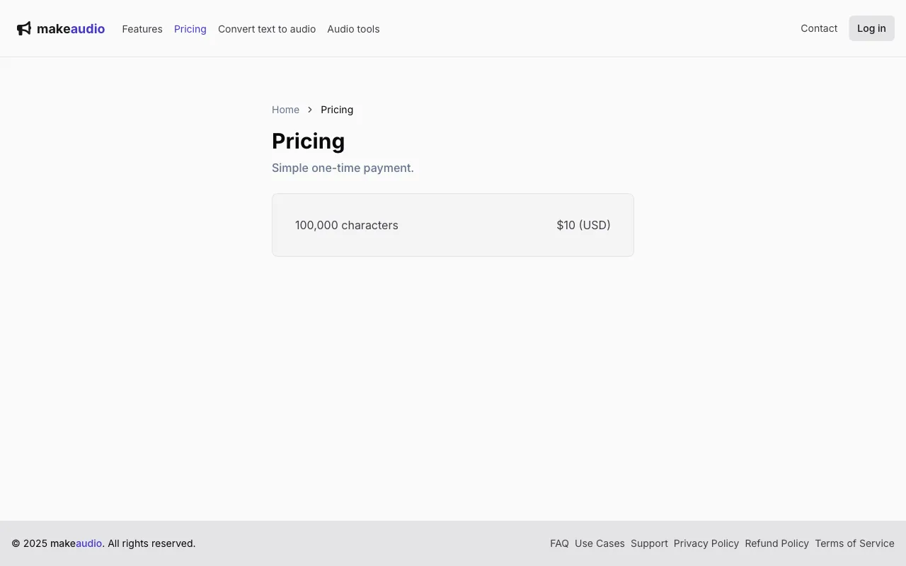makeaudio — pricing page