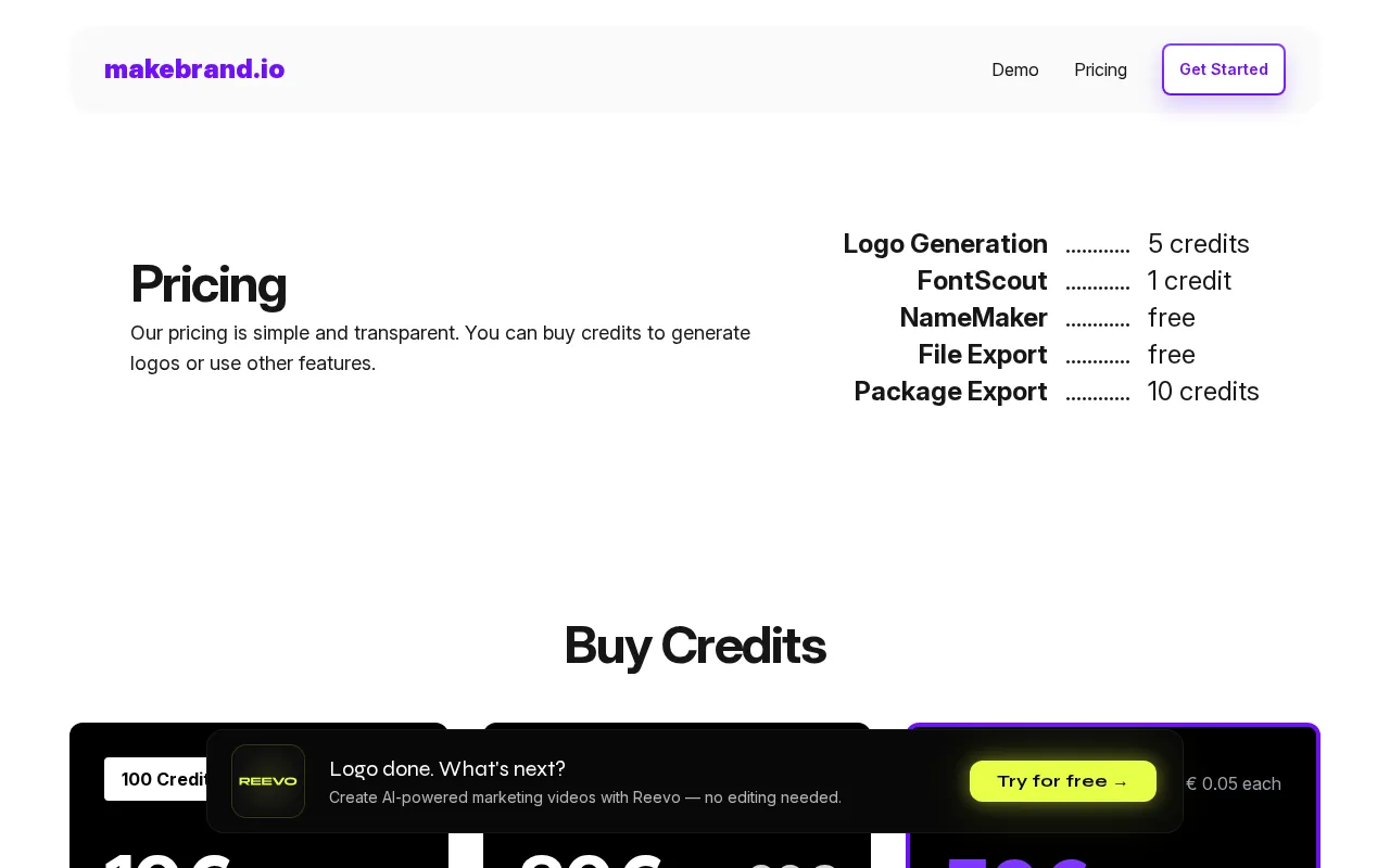 makebrand logomaker — pricing page