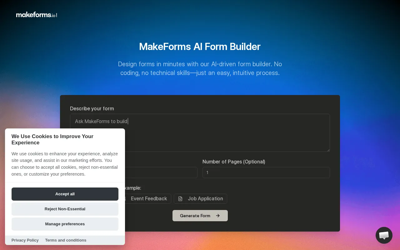MakeForms AI Form Builder — preview screenshot