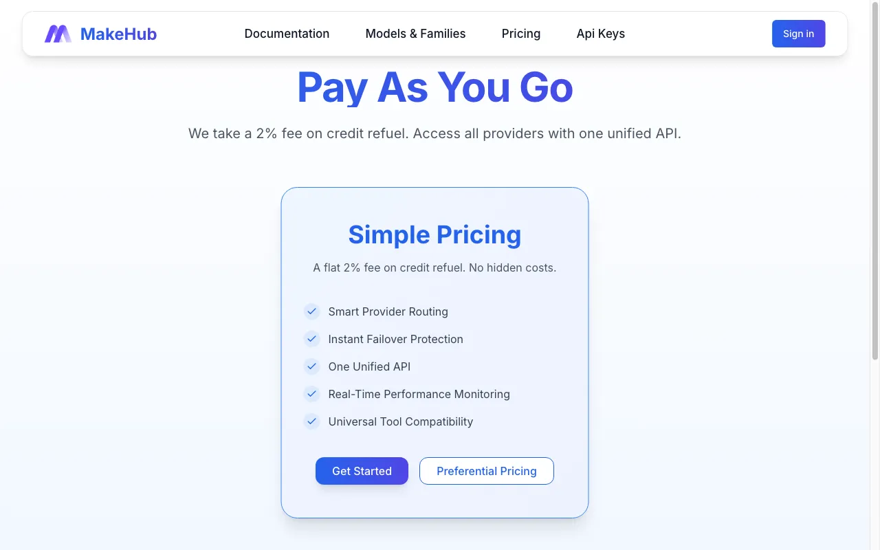 MakeHub.ai — pricing page