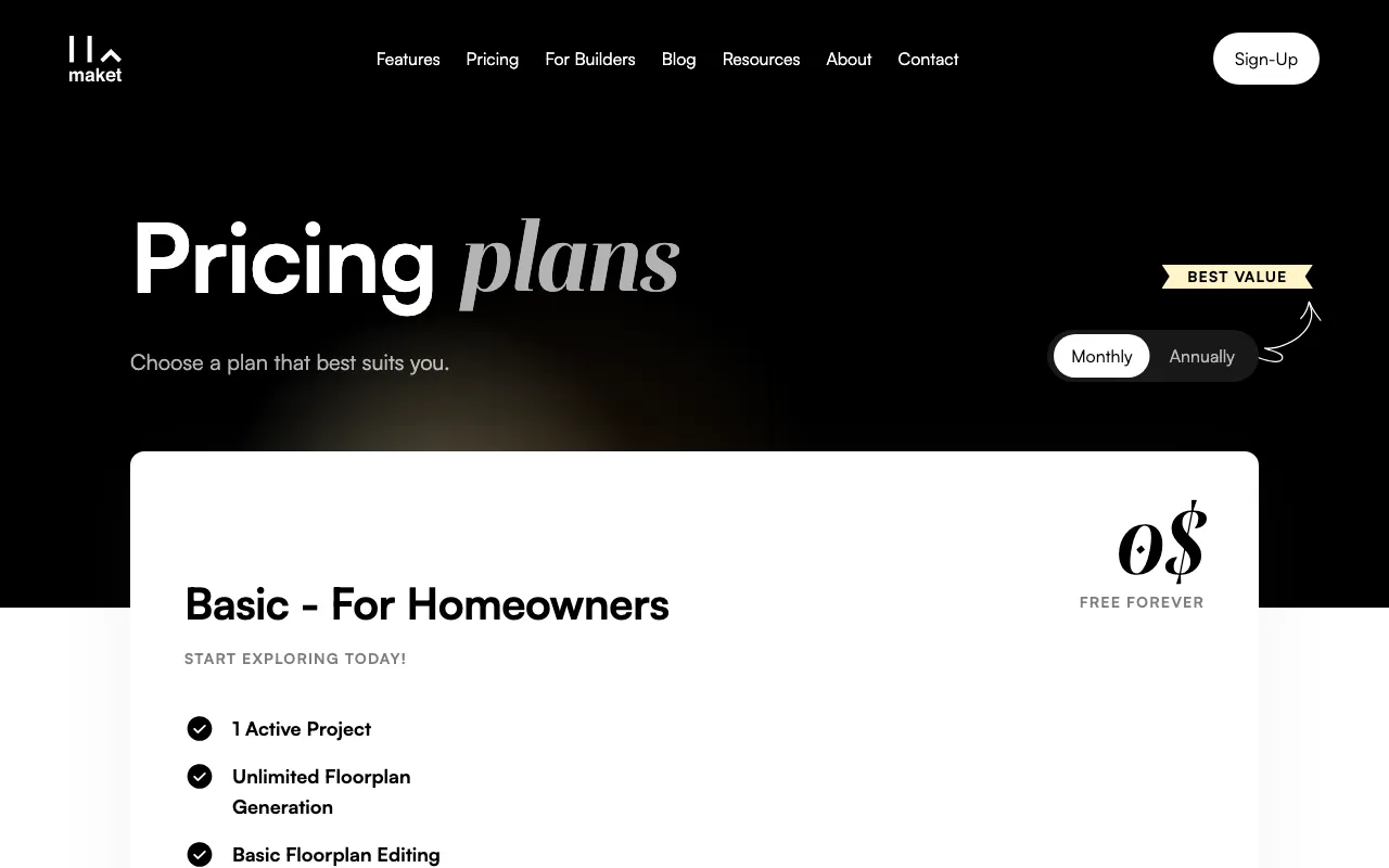 Maket — pricing page