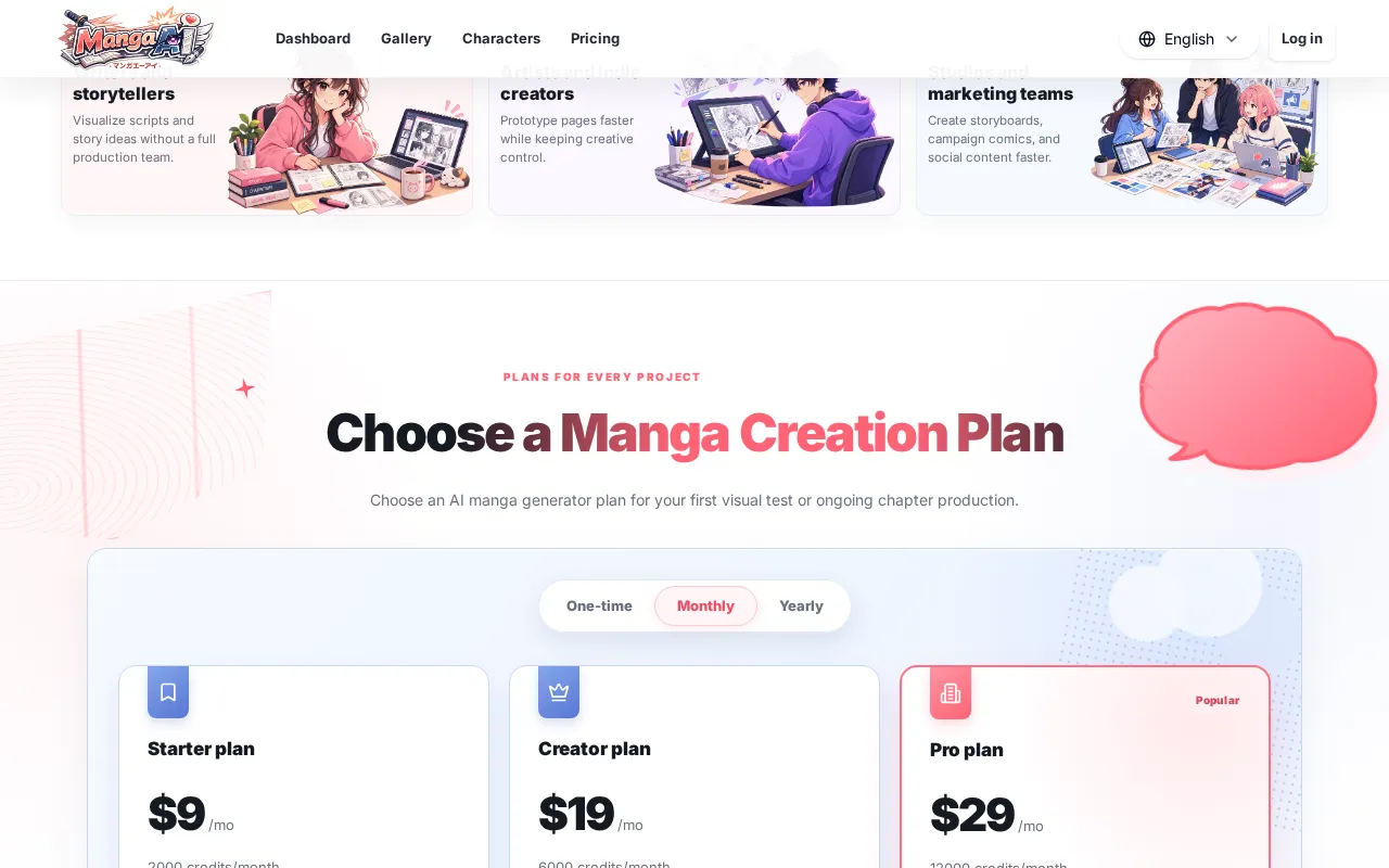 MangaAI.me — pricing page