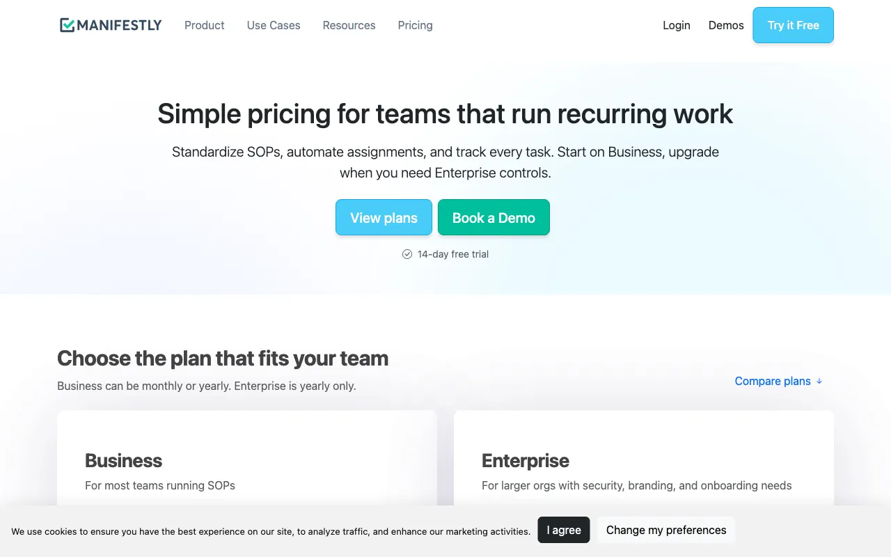 Manifestly 3.0 — pricing page