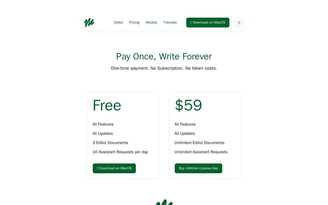 Manzoni — pricing page