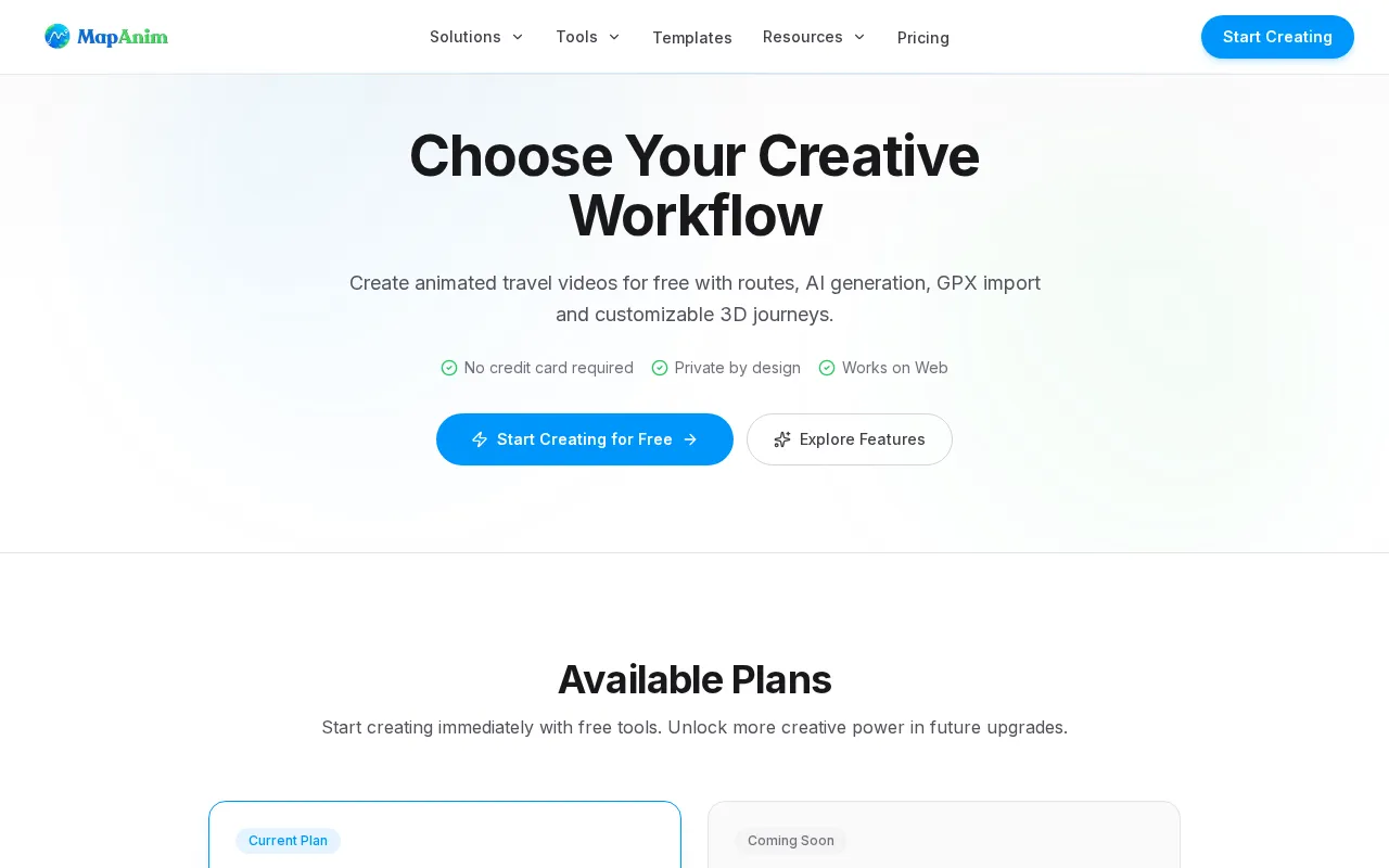 MapAnim — pricing page