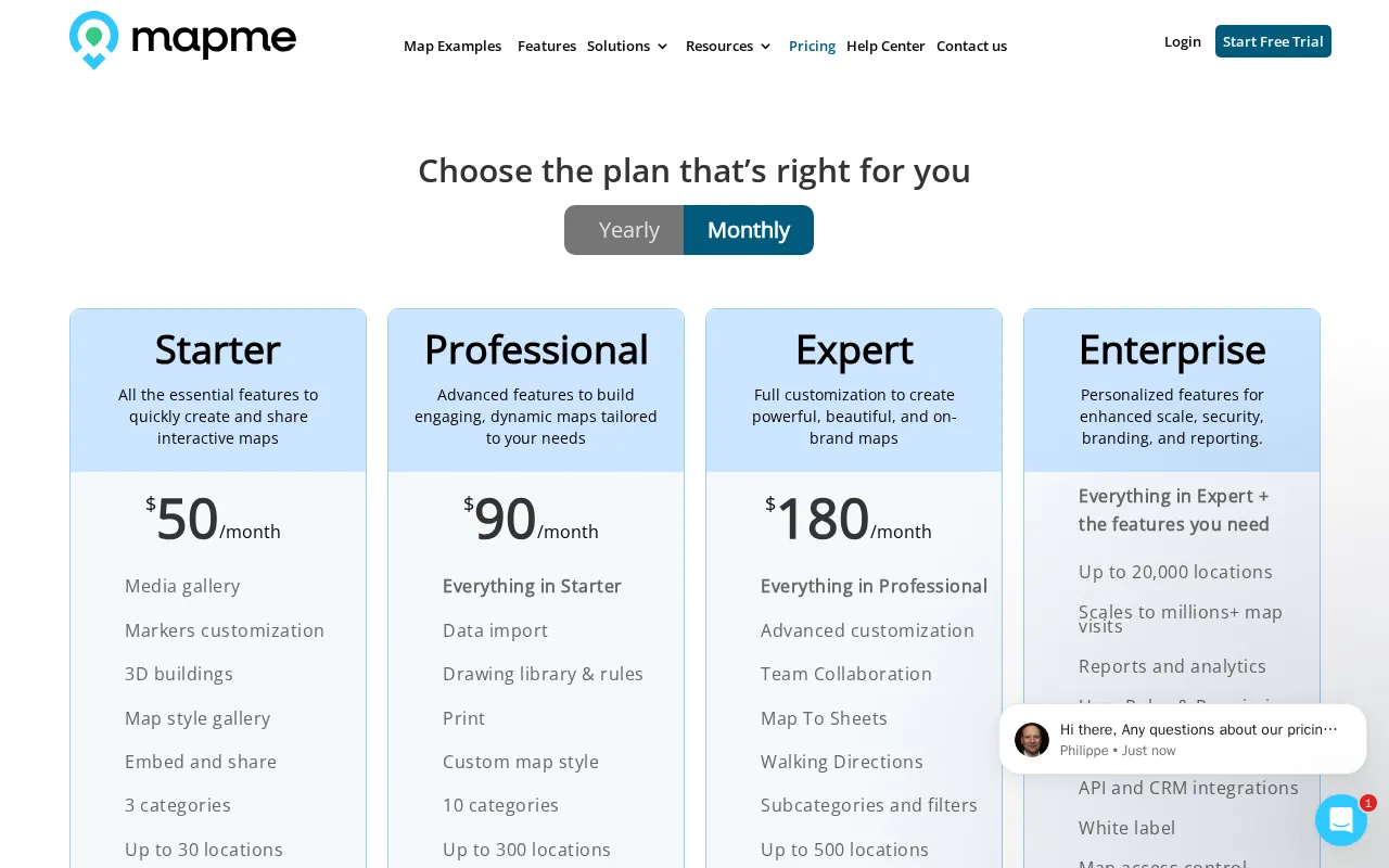 Mapme — pricing page