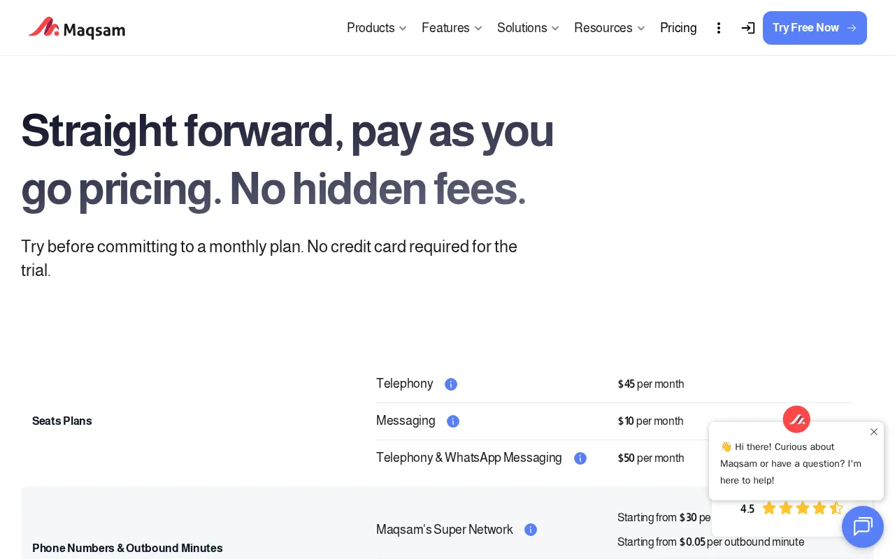 Maqsam — pricing page