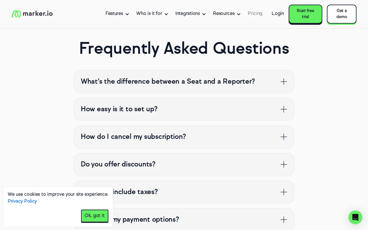 Marker.io — pricing page