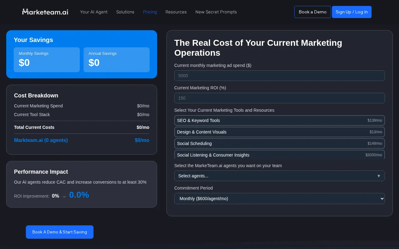 Marketeam.ai — pricing page