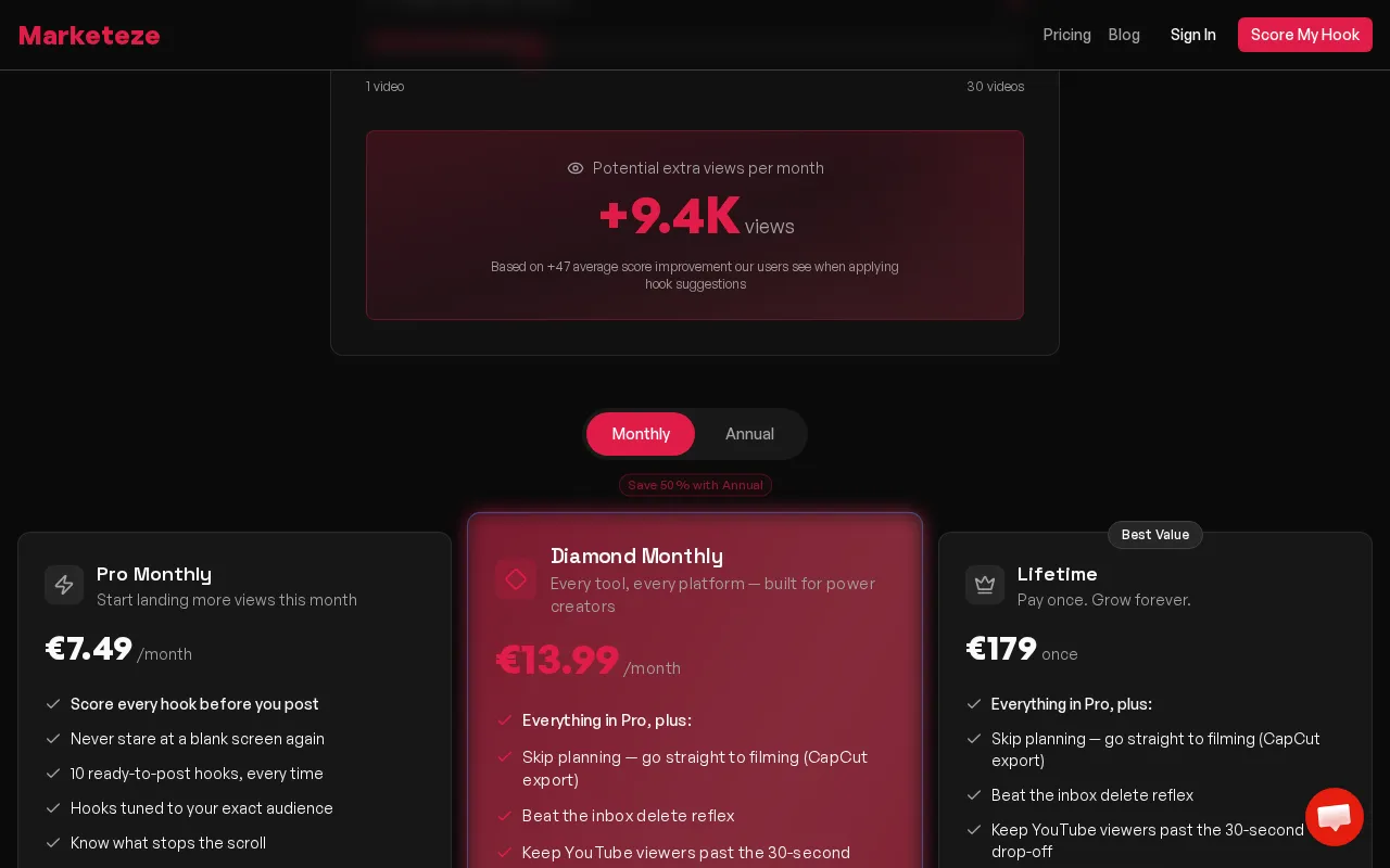 Marketeze — pricing page