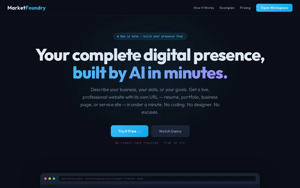 MarketFoundry AI Workspace — preview screenshot