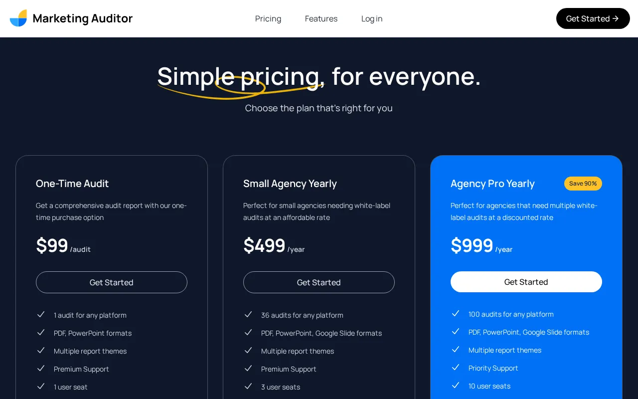 Marketing Auditor — pricing page