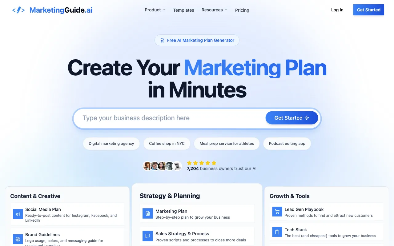 MarketingGuide AI — pricing page