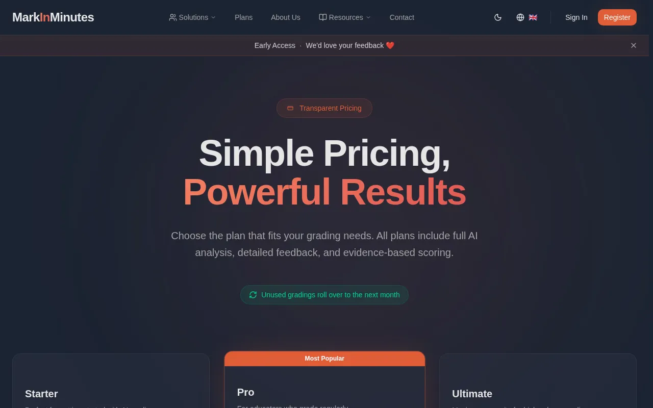 MarkInMinutes — pricing page